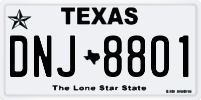 TX license plate DNJ8801