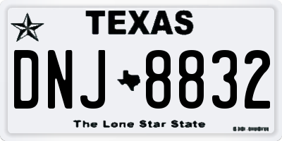 TX license plate DNJ8832
