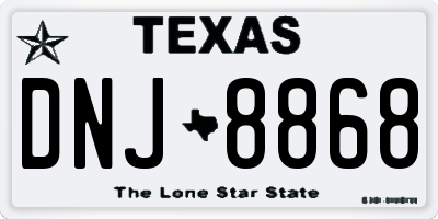 TX license plate DNJ8868