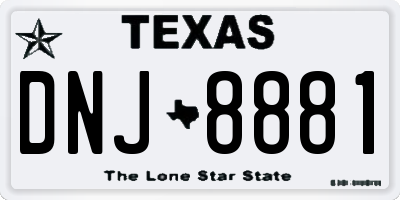 TX license plate DNJ8881