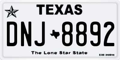 TX license plate DNJ8892