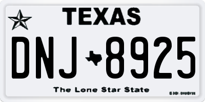 TX license plate DNJ8925