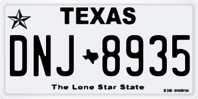 TX license plate DNJ8935