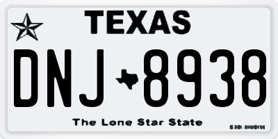 TX license plate DNJ8938