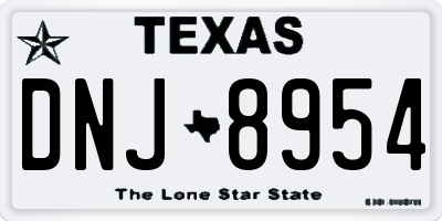 TX license plate DNJ8954