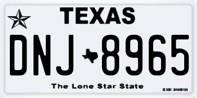 TX license plate DNJ8965