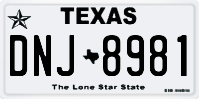 TX license plate DNJ8981