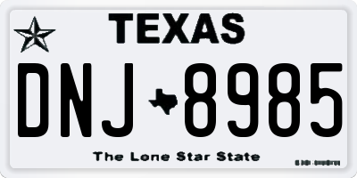TX license plate DNJ8985