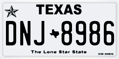 TX license plate DNJ8986