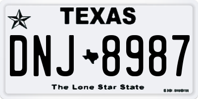 TX license plate DNJ8987