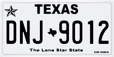 TX license plate DNJ9012