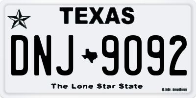 TX license plate DNJ9092