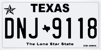 TX license plate DNJ9118