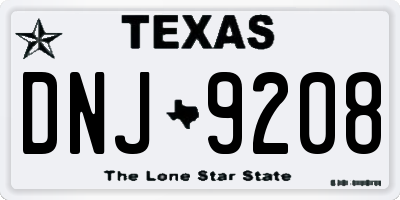 TX license plate DNJ9208