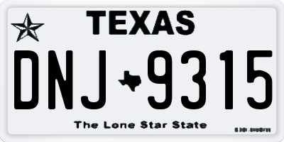 TX license plate DNJ9315