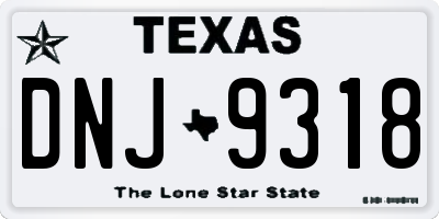 TX license plate DNJ9318