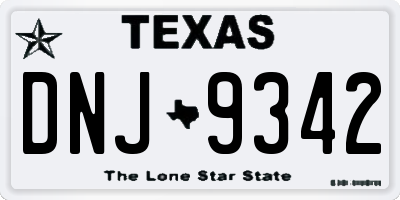 TX license plate DNJ9342