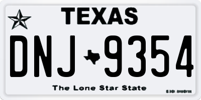 TX license plate DNJ9354