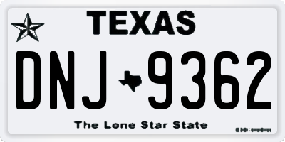 TX license plate DNJ9362