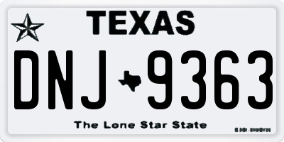 TX license plate DNJ9363