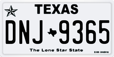 TX license plate DNJ9365