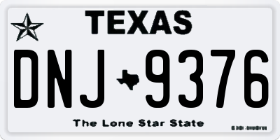 TX license plate DNJ9376