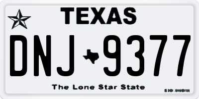 TX license plate DNJ9377