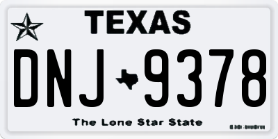 TX license plate DNJ9378