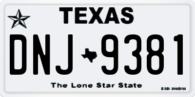 TX license plate DNJ9381
