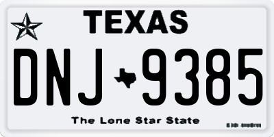 TX license plate DNJ9385
