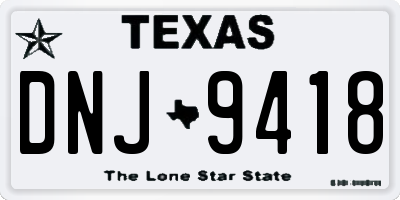 TX license plate DNJ9418