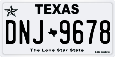 TX license plate DNJ9678
