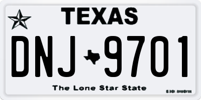 TX license plate DNJ9701