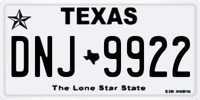 TX license plate DNJ9922