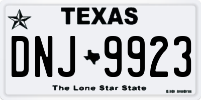 TX license plate DNJ9923