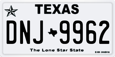 TX license plate DNJ9962