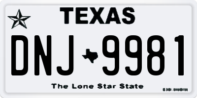 TX license plate DNJ9981