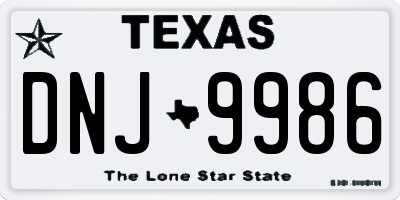 TX license plate DNJ9986