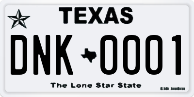 TX license plate DNK0001