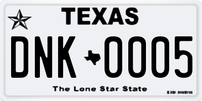 TX license plate DNK0005