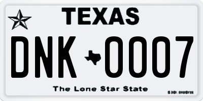 TX license plate DNK0007
