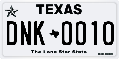 TX license plate DNK0010