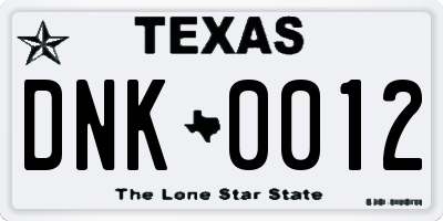 TX license plate DNK0012