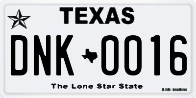 TX license plate DNK0016