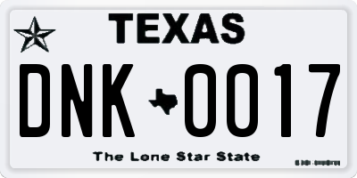 TX license plate DNK0017