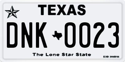 TX license plate DNK0023