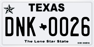 TX license plate DNK0026