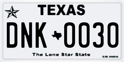 TX license plate DNK0030