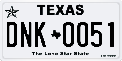 TX license plate DNK0051