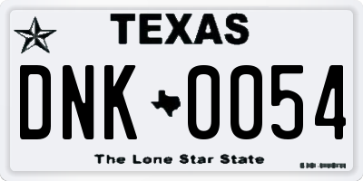 TX license plate DNK0054